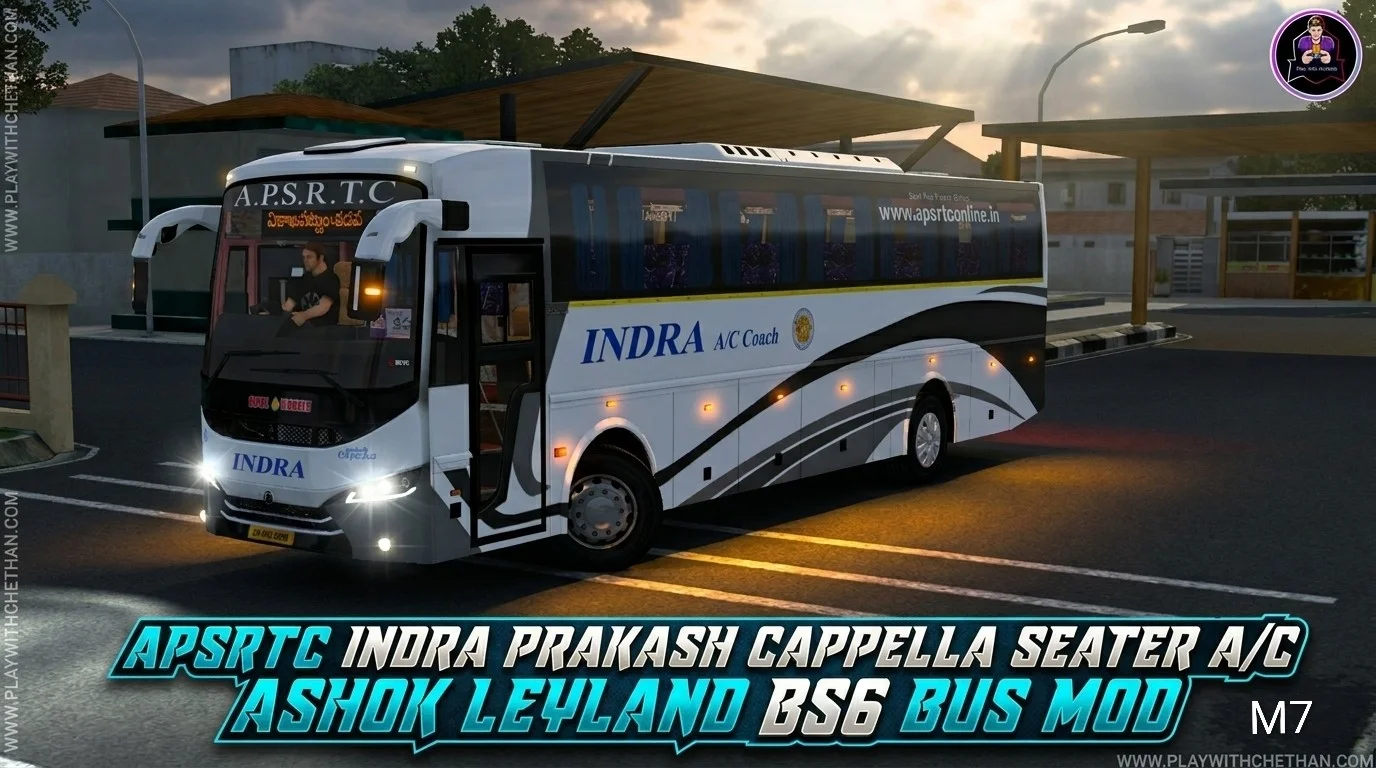 APSRTC INDRA CAPPELLA Ashok leyland seater A/C bs6 bus mod for bussid and bussin